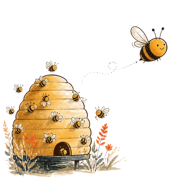 A bee leaving a hive