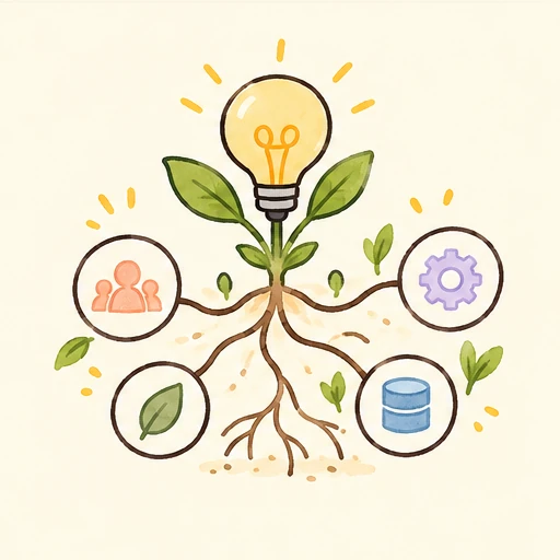 Illustrated roots and connected system nodes